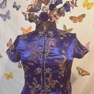 Blue Cheongsam-style Blouse